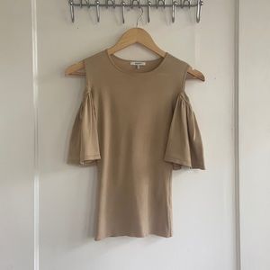 Open shoulder Tan Top with Flared Sleeves